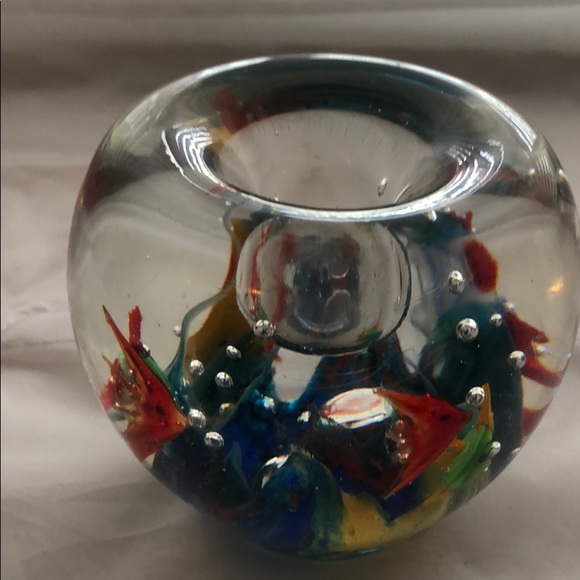 Other - Murano Glass Paperweight Aquarium Candle Holder